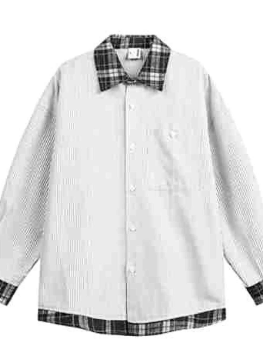 White Contrast Plaid Shirt